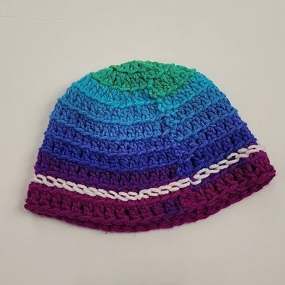 Crochet Beanie Unisex Multicolor Stripes Soft & Stretchy Hat